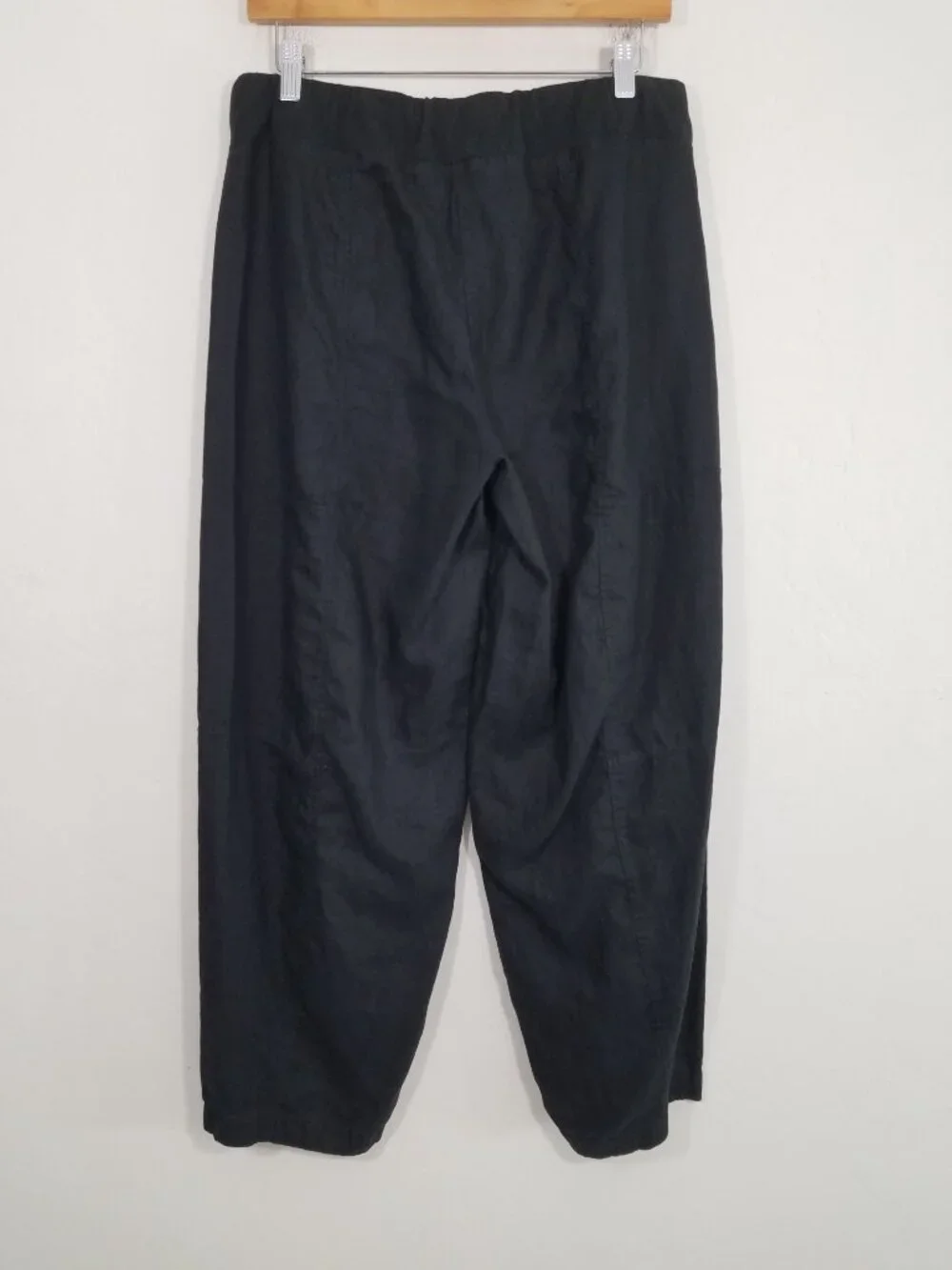 EUC Eileen Fisher Organic Linen Pull-On Drawstring Waist Pants Black Size M
